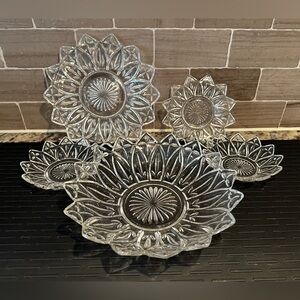 Lot of Vintage Federal Glass Company Petal Design Clear Glassware